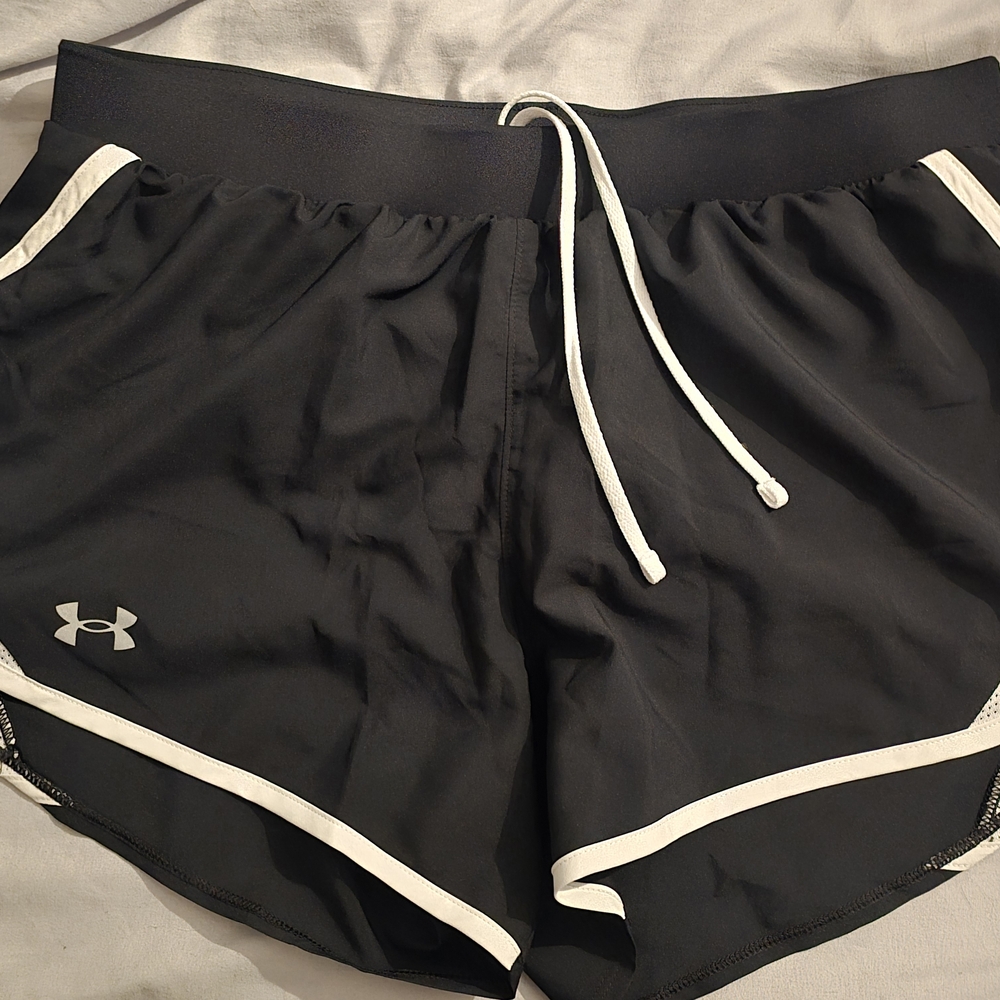 Under Armour Women's Black Athletic Shorts with White Trim